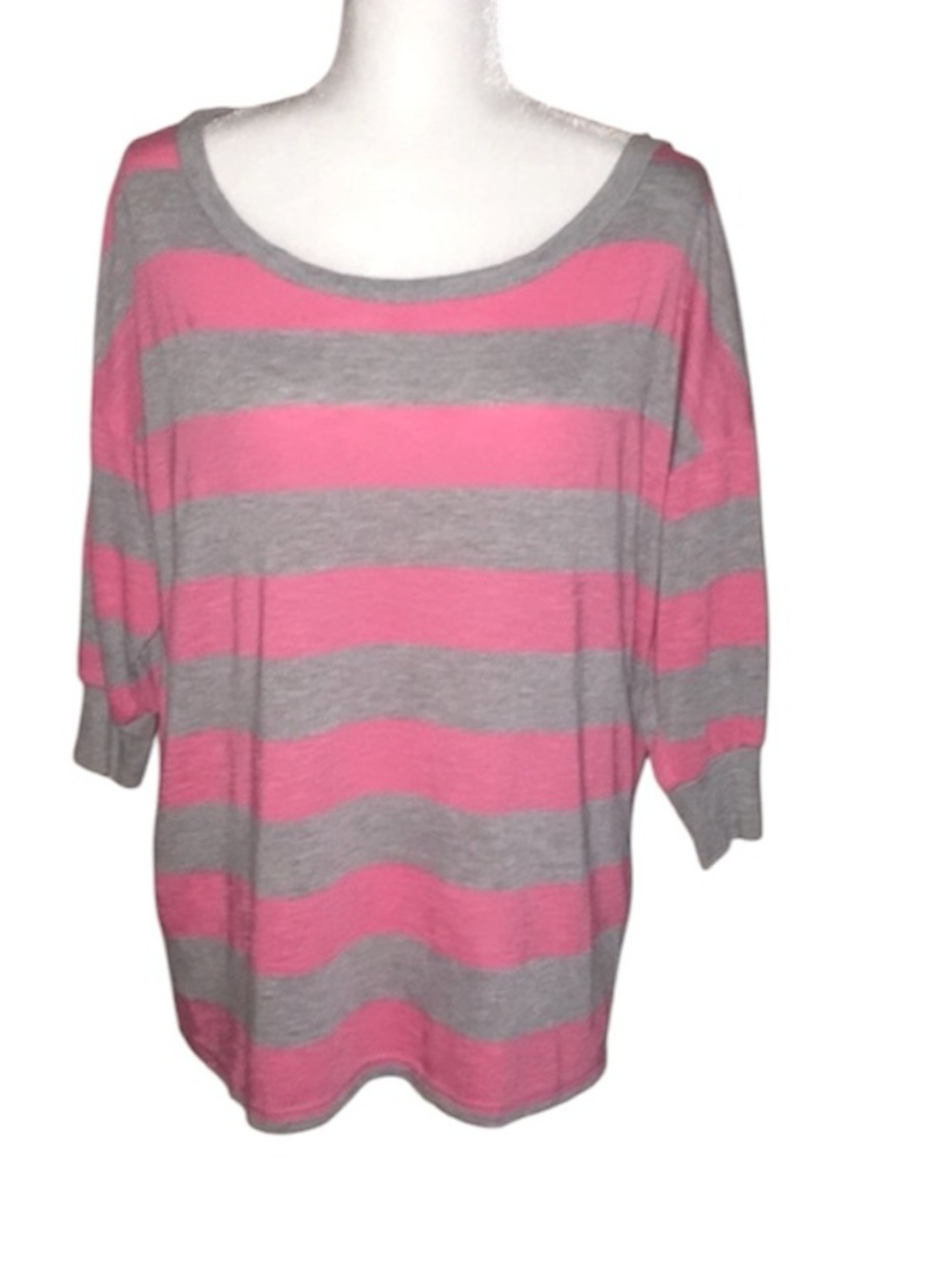 Forever 21 Pink and Gray Striped Top
